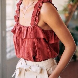 Sezane Hermine Top in Terracotta